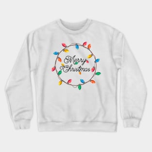 Merry Christmas Wreath of Retro Christmas Lights Crewneck Sweatshirt